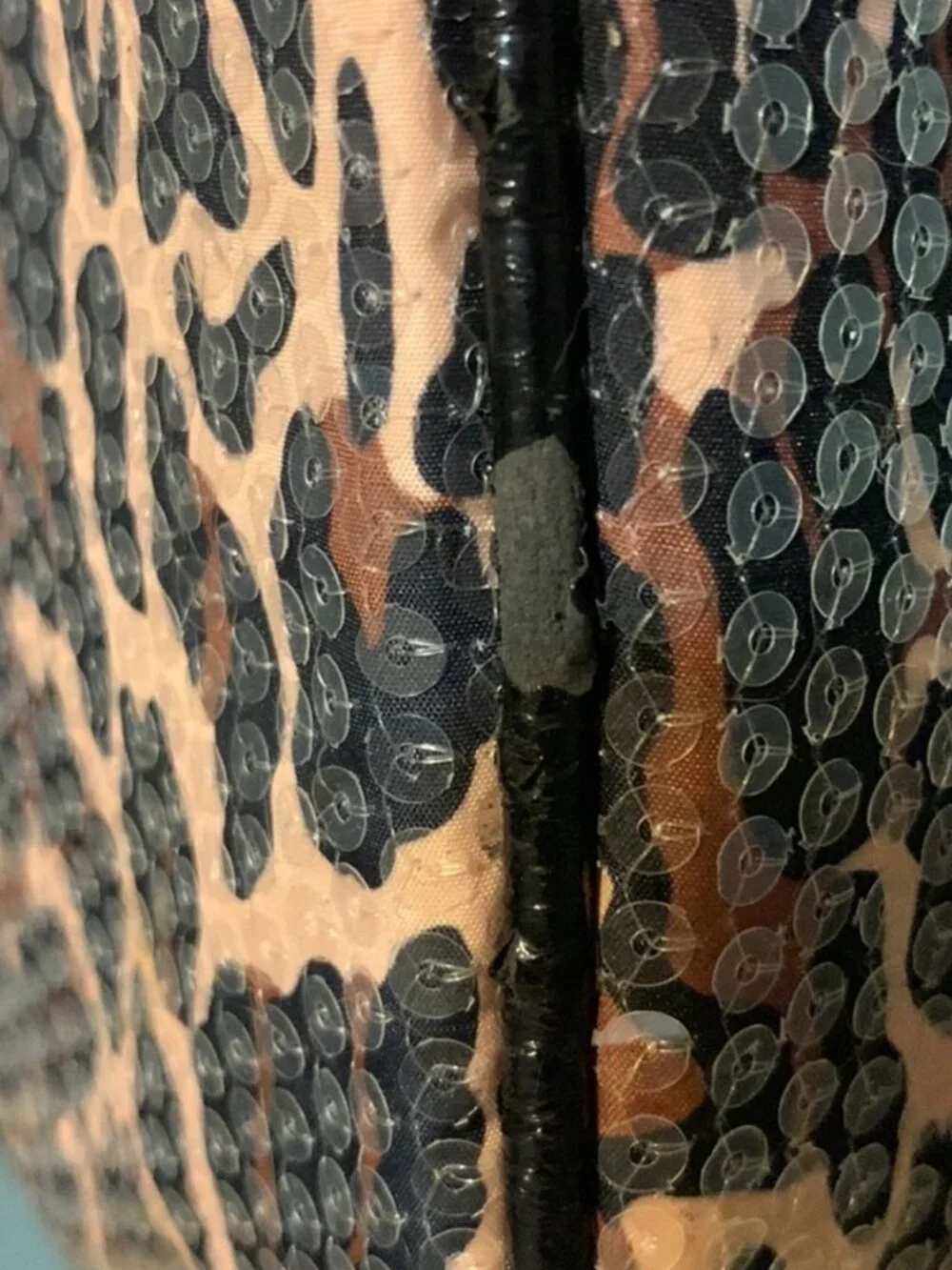 Betsey Johnson Leopard Sequin Laptop Bag Briefcase Brown Black Patent Trim